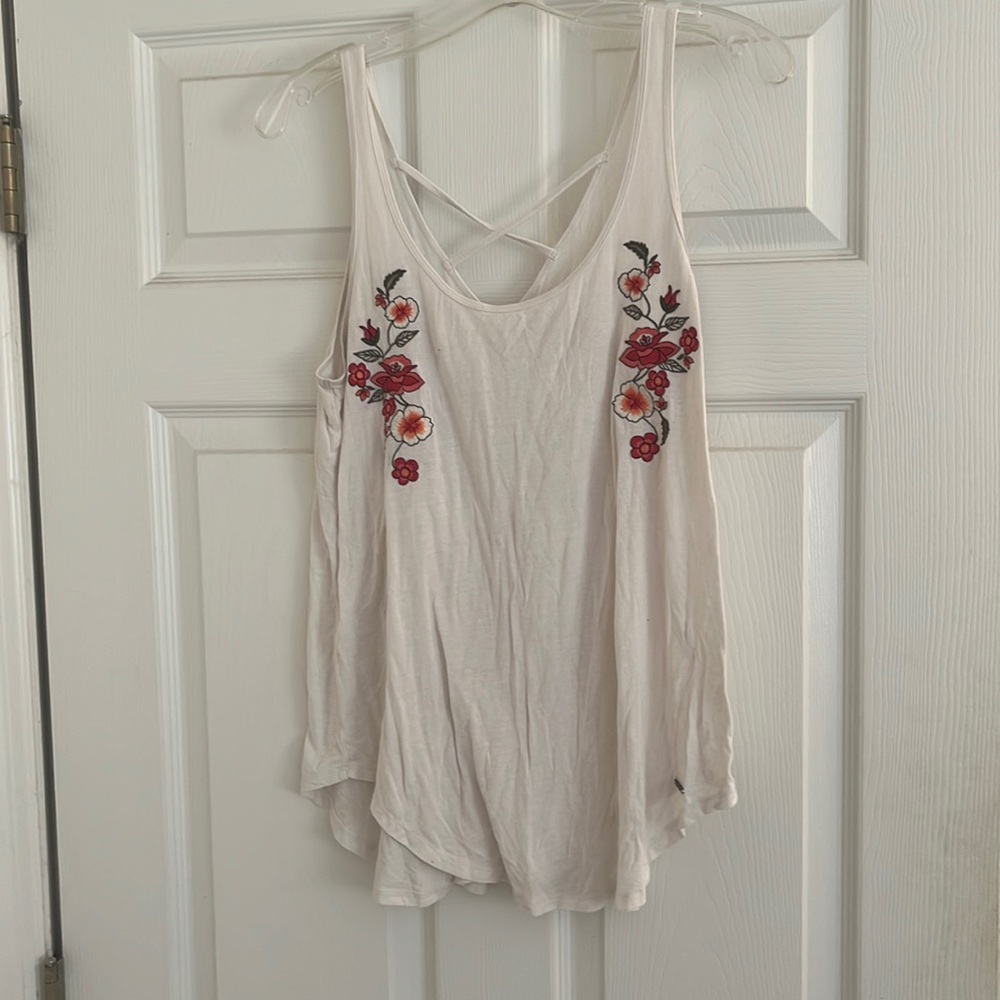 Hollister Embroidered Flower Tank